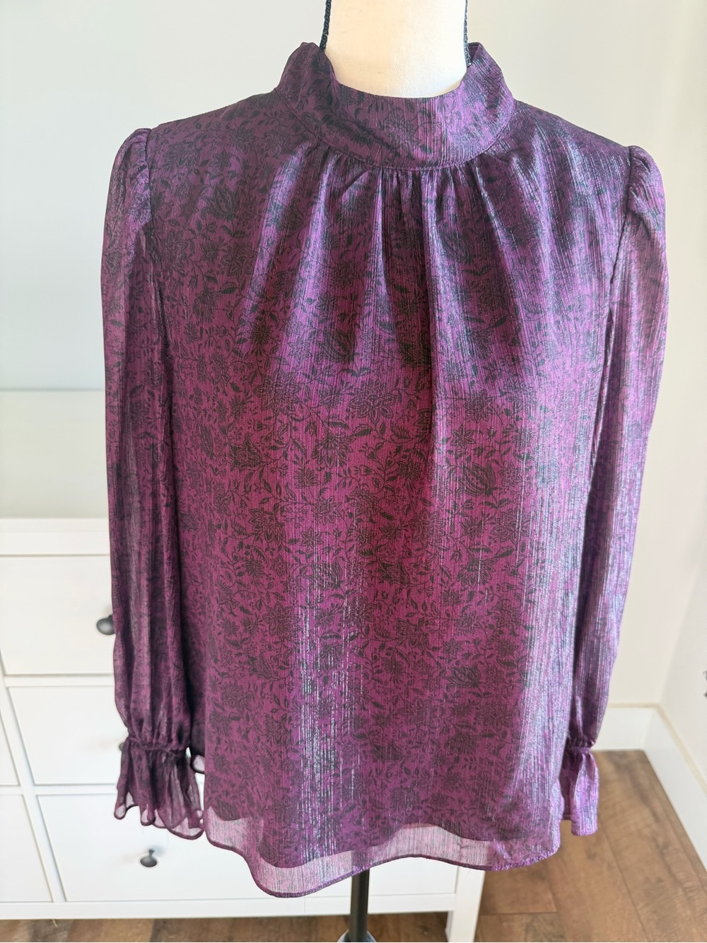 Halogen - Women’s Floral Mock Neck Blouse